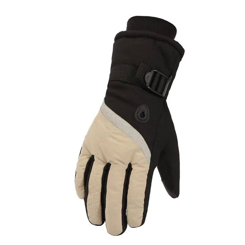 Light Brown Лыжные перчатки унисекс, перчатки для мобильного телефона, перчатки для мужчин и женщин, зимние варежки, водонепроницаемые, теплые, для смартфона, для вождения, для верховой езды, зимние перчатки для лыж - Цвет: Light Brown