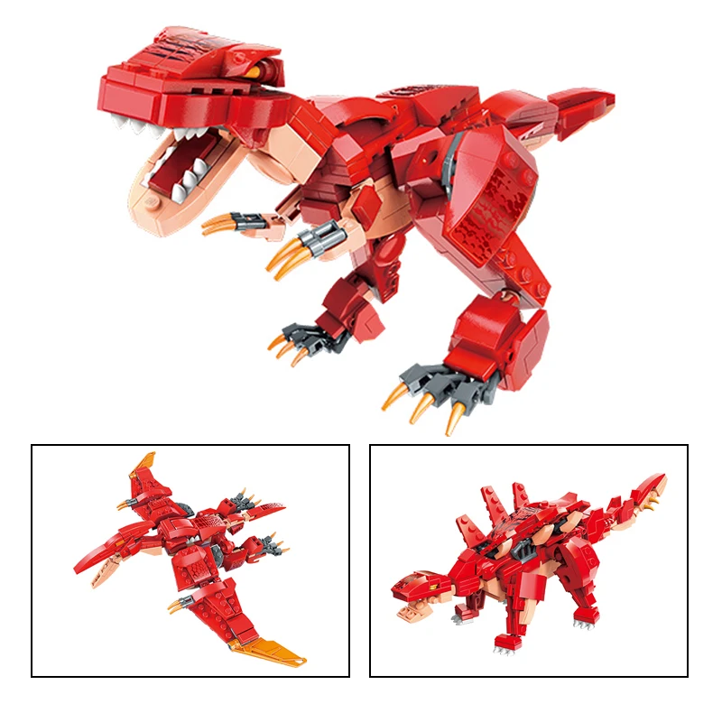

Jurassic Dinosaur Set Of Three Spellings Building Blocks DIY Assembly Dino Model Creative Bricks Toys For Kids Education Gift