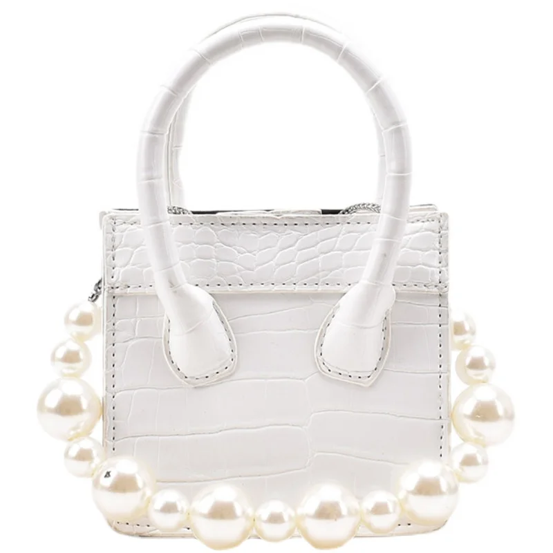 

Crocodile pattern Mini Pearl Tote bag 2021 New High-quality PU Leather Women's Designer Handbag Chain Shoulder Messenger Bag