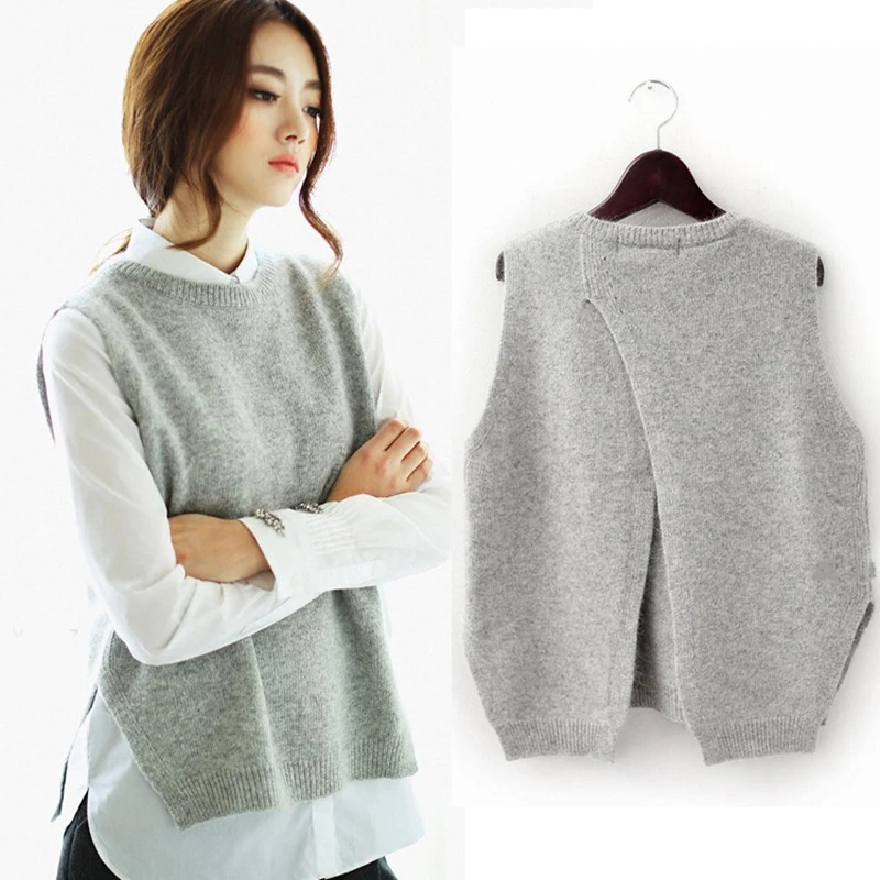Spring and Autumn New Cashmere Vest Woman O-Neck Pullover Sweater Korean Fashion Knit Plus Size Vest Waistcoat T-shirt Jacket