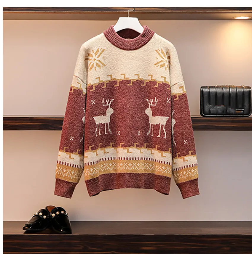 Женский модельный комплект из Свитера и брюк осенне зимний Свободный пуловер