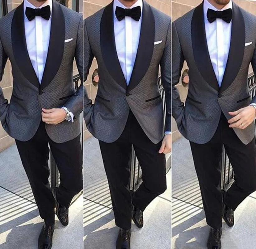 

MyLoddy Custom Made Gray Groomsmen Suits Cheap Two Piece Mens Wedding Suits Slim Fit Wedding Tuxedos for Men (Jacket+Pants)