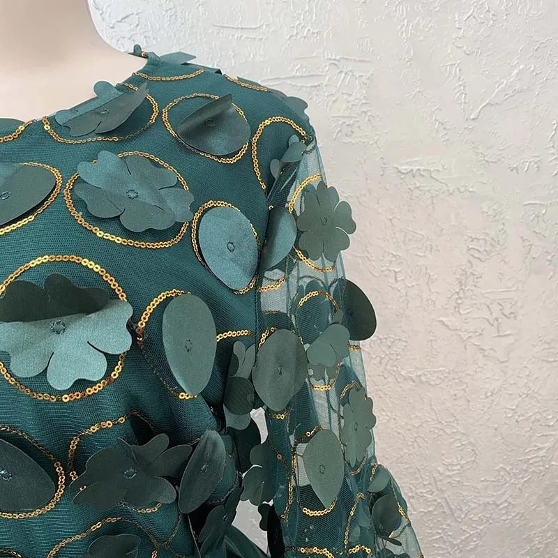 Новый стиль Африканский женский Дашики модное платье расшитое блестками цветок