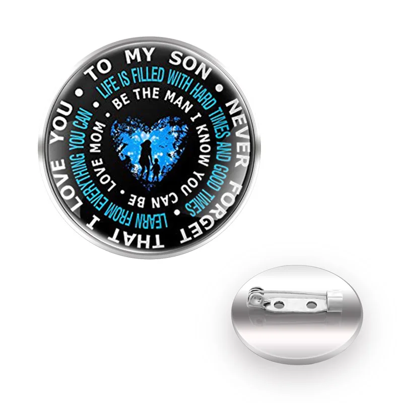 

All Love To My Son Brooch Badge Glass Cabochon Dome For Bag Clothes Decoration Pins Jewelry