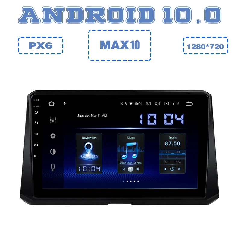 Автомобильная Мультимедийная система max10 PX6 10 2 дюйма IPS Android 0 GPS Wi Fi USB DSP 4 + 64 ГБ для