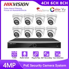 Hikvision Acusense полноцветные системы мониторинга со звуком DS-2CD2347G2-LU NVR DS-7608NXI-I28P PoE, комплект IP-камеры безопасности для дома