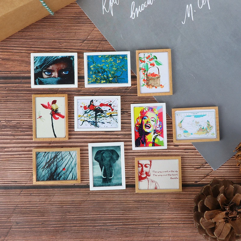 NEW 1/12 Dollhouse Resin Miniature Vintage Frame Mural Wall Painting for Dolls House Living Room Bedroom Furniture Decor Toys | Игрушки и