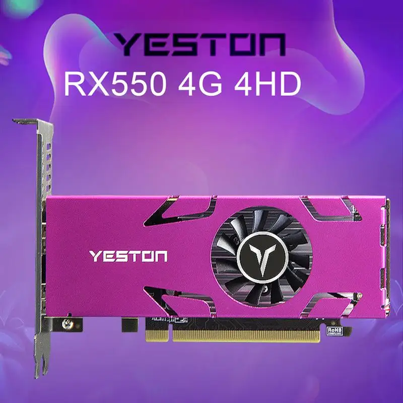 Billig Yeston RX550-4G 4HDMI-Compatible 4 Bildschirm Split-Screen 4GB Speicher/GDDR5/128Bit 6000MHz VGA + HDMI-kompatibel + DVI-D Grafikkarte