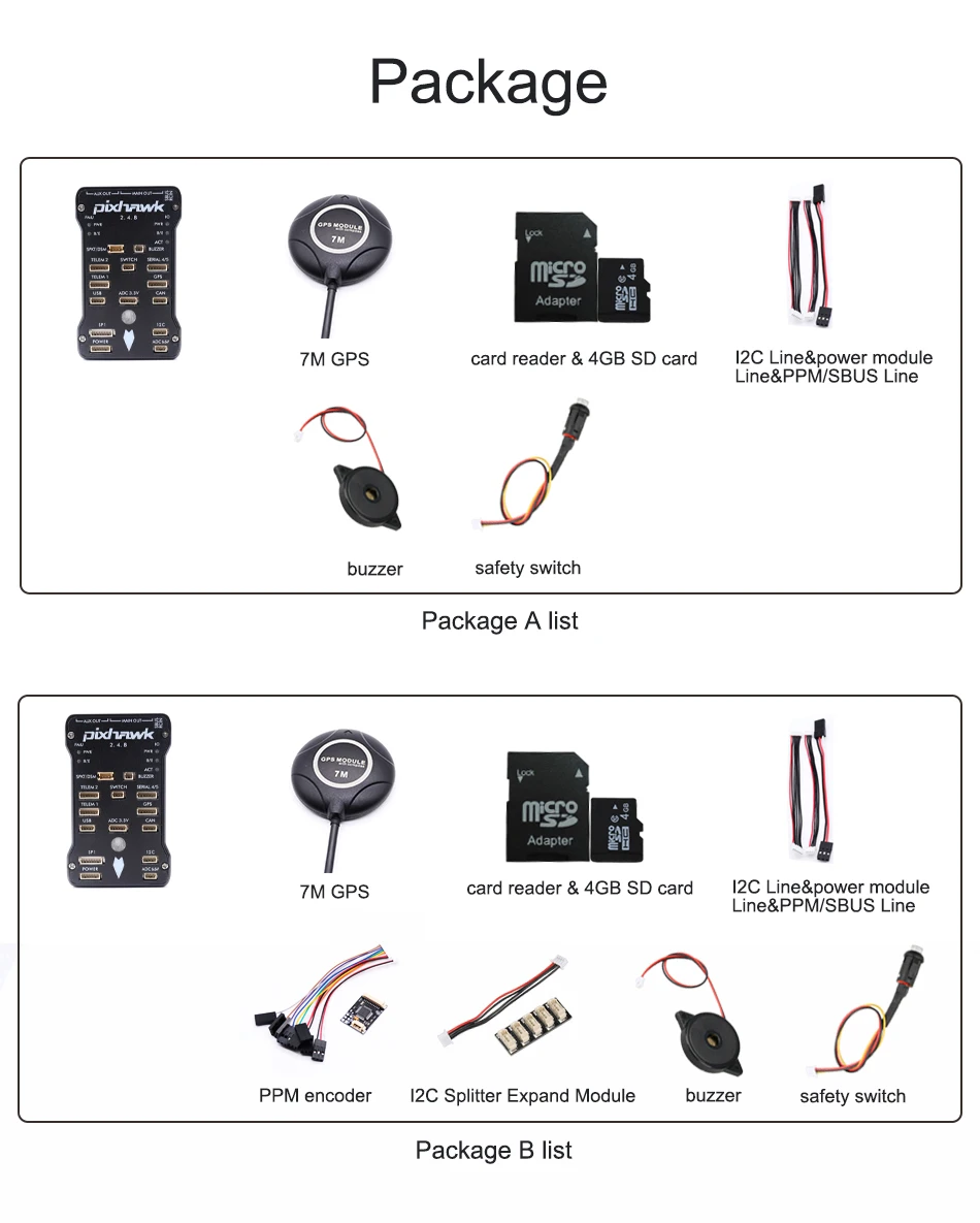 Pixhawk 2.4.8 PIX PX4 32 Bit автопилот Контроллер полета 7m gps 7M w/4G SD переключатель безопасности зуммер+ PPM+ IEC для радиоуправляемого дрона мультиротора