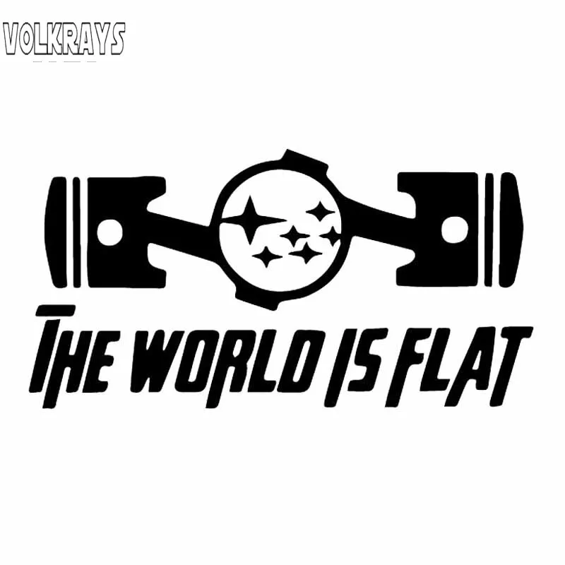 

Volkrays Creative Car Sticker The World Is Flat Cartoon Accessoeies Reflective Waterproof Vinyl Decal Black/Silver,7cm*15cm