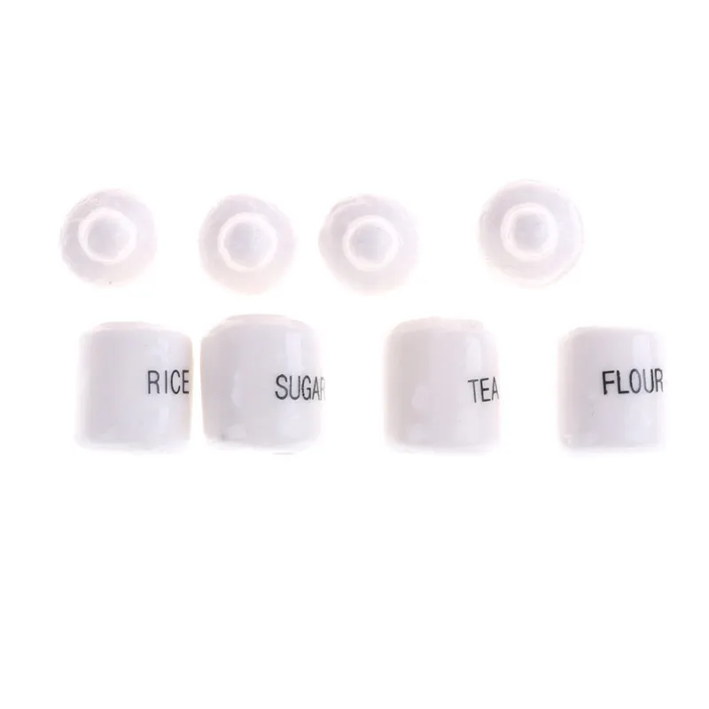 4 шт. миниатюрные белые керамические банки для хранения кукольного домика 1:12 |