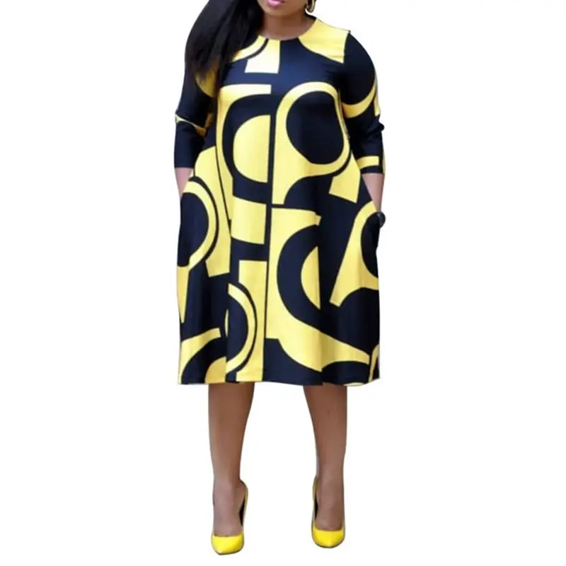 Женское платье с асимметричным принтом в африканском стиле Элегантное