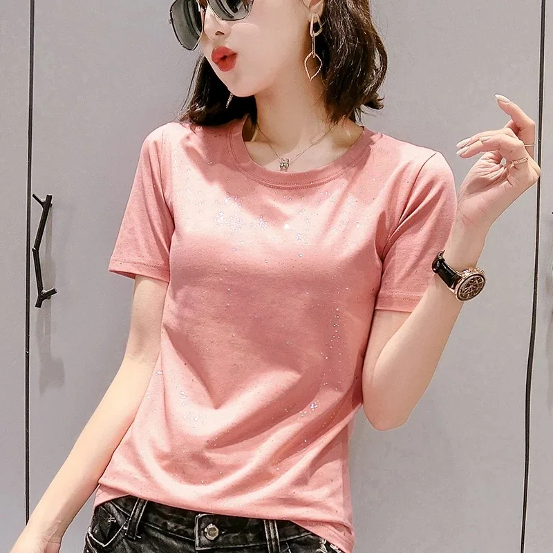 

2021 Tops gray T-shirts Cotton Female Fashion Womens Garment