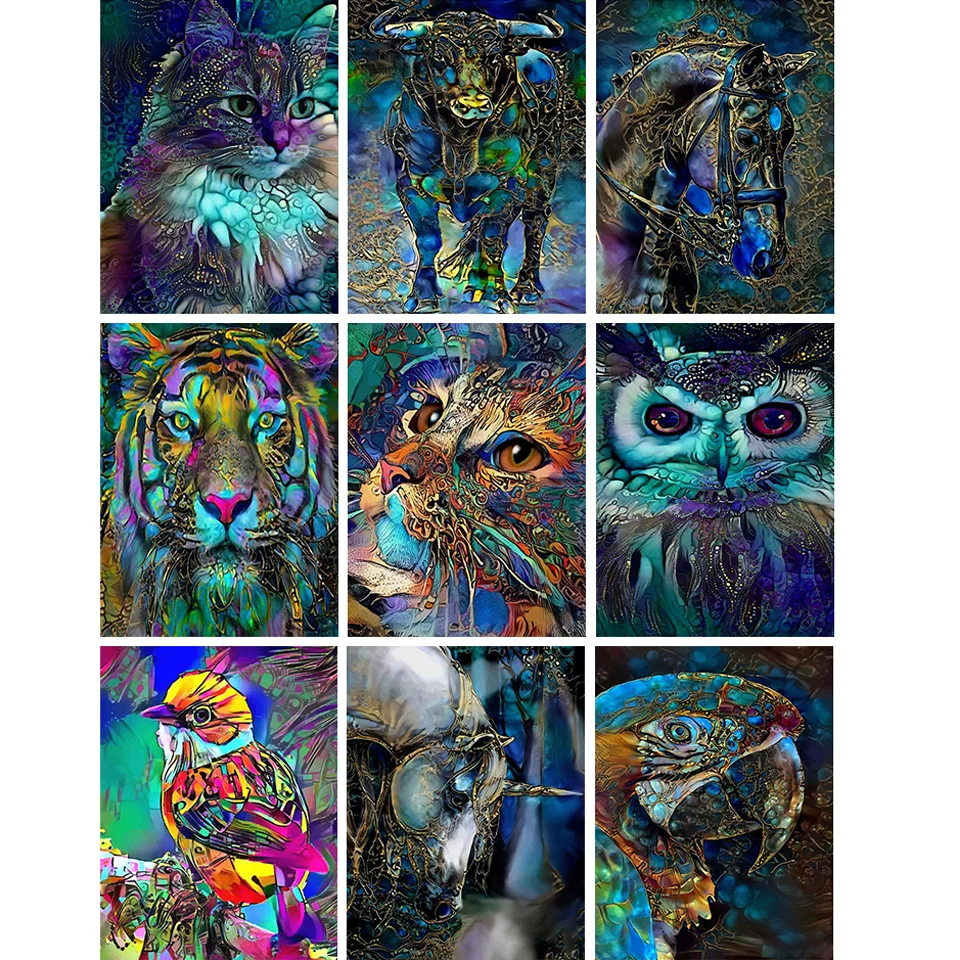 

5D DIY Diamond Painting Animals Cat Horse Cross Stitch Kit Full Square Drill Embroidery Mosaic Art Picture Of Rhinestones Decor