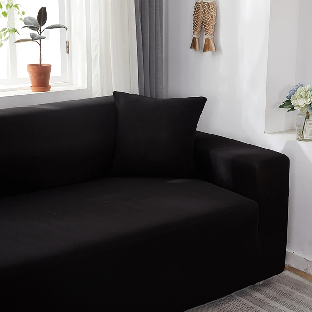 elastic corner sectional sofa cover for living room 2 3 4 place black solid color l shape protection chaise longue covers free global shipping