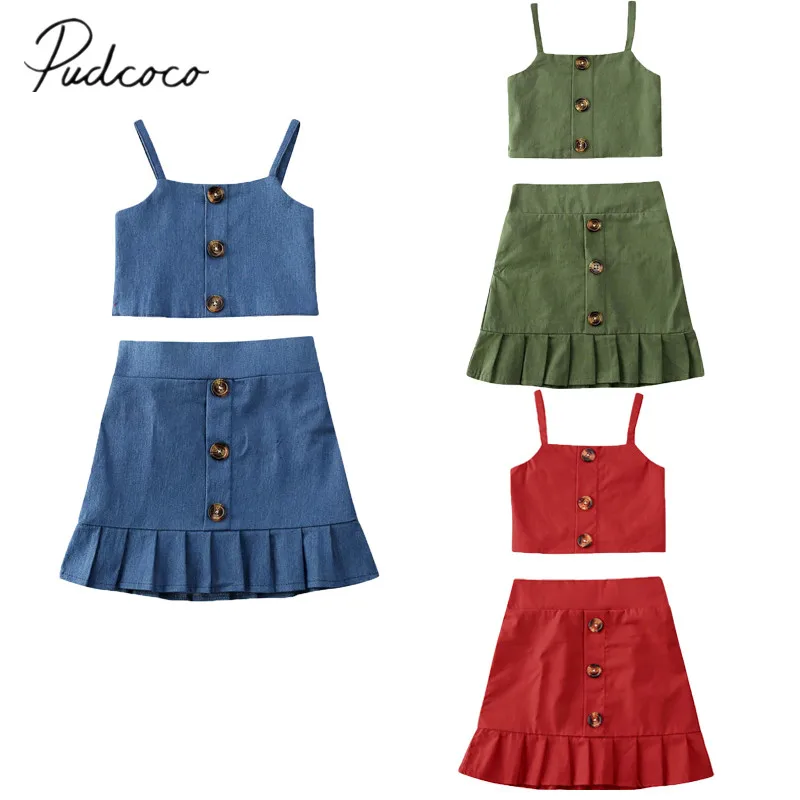 Летняя одежда для малышей 2020 г. Жилет маленьких девочек топ с юбкой оборками