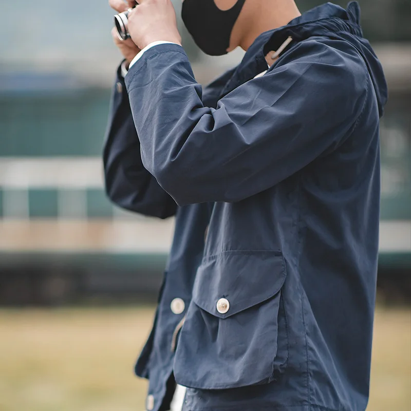 Maden Мужская куртка с капюшоном на молнии Повседневная демисезонная легкая