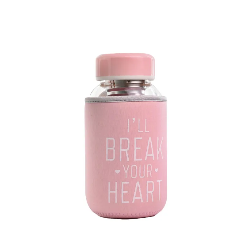 Стеклянная бутылка для воды с мультяшным единорогом 600 мл тканевой защитной