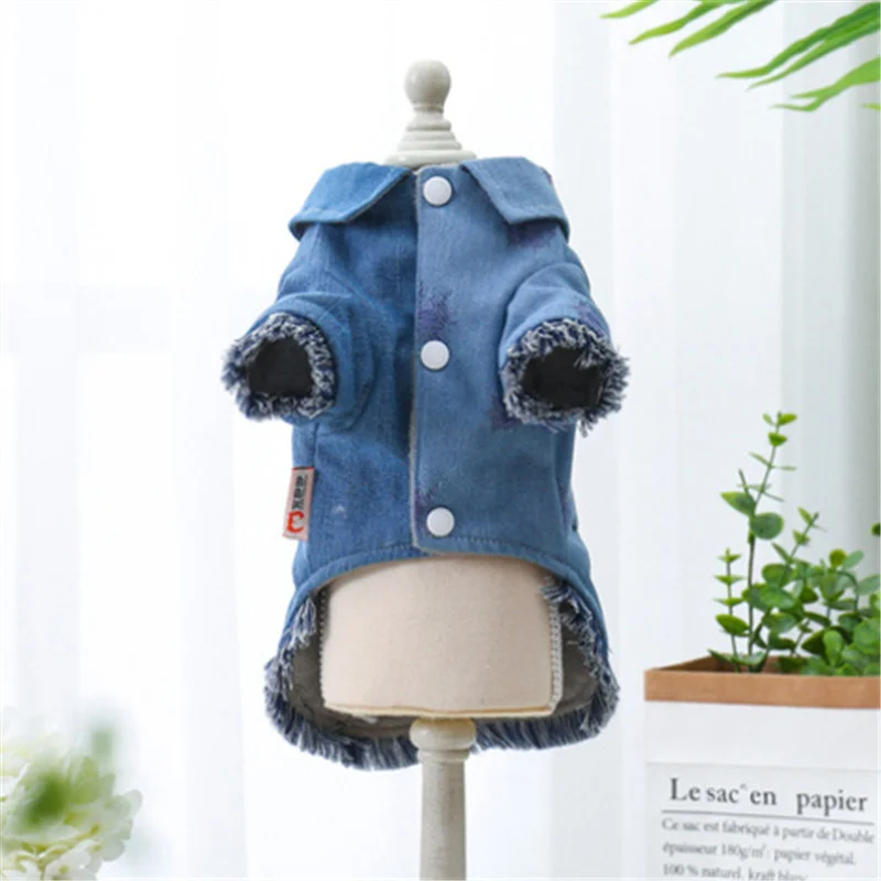 Зимняя рубашка для собак джинсовое пальто куртка костюмы маленьких одежда