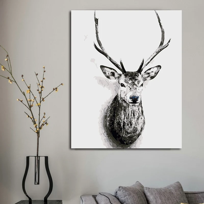 DIY картинки для раскраски по номерам с картина оленем рисунок Рельеф Живопись в