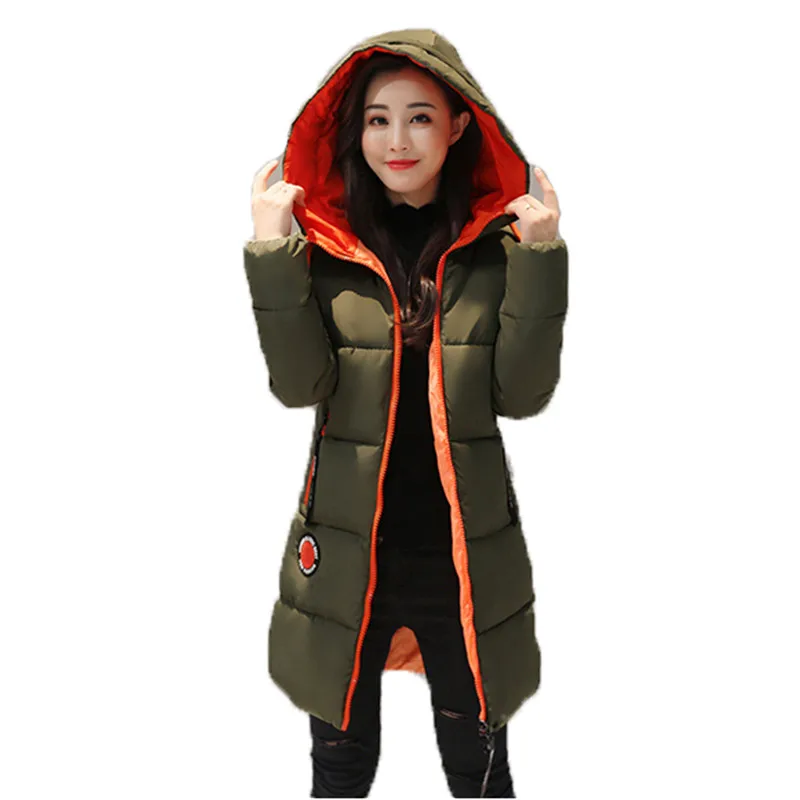 

Осенне-зимняя парка, пальто, женская стандартная розовая, белая свободная длинная куртка, новинка 19, облегающая теплая одежда с капюшоном в ...