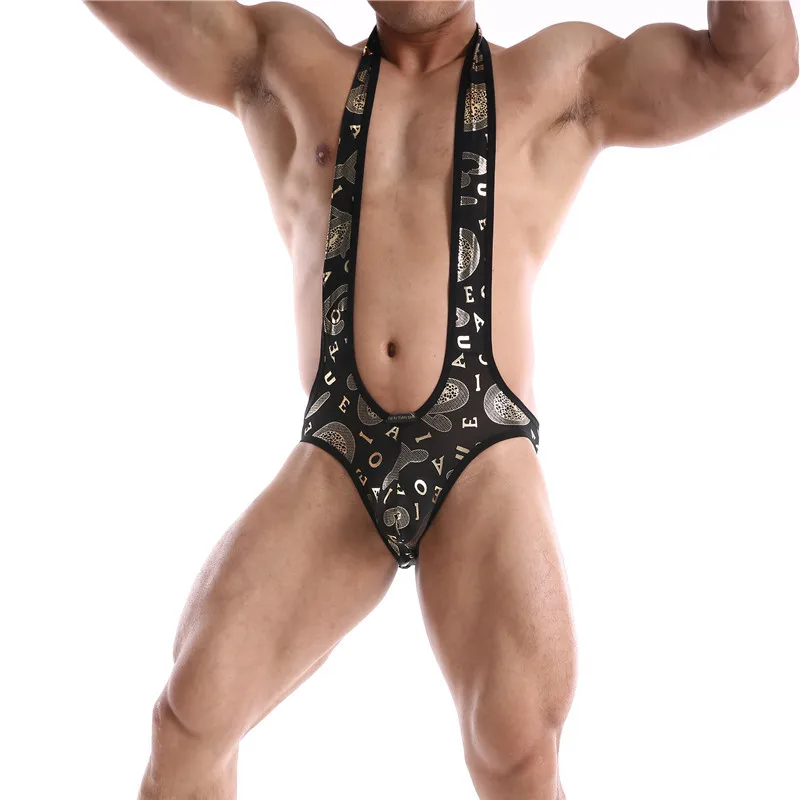 Men Undershirt Bodysuit Open Butt Underwear Sexy Wrestling Suit Men Men's One-Piece Jumpsuit Suspender Teddies Underwear