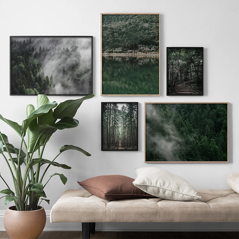 

Mountain Lake Fog Forest Road Travel Wall Art Canvas Painting Nordic Posters And Prints Wall Pictures For Living Room Home Decor