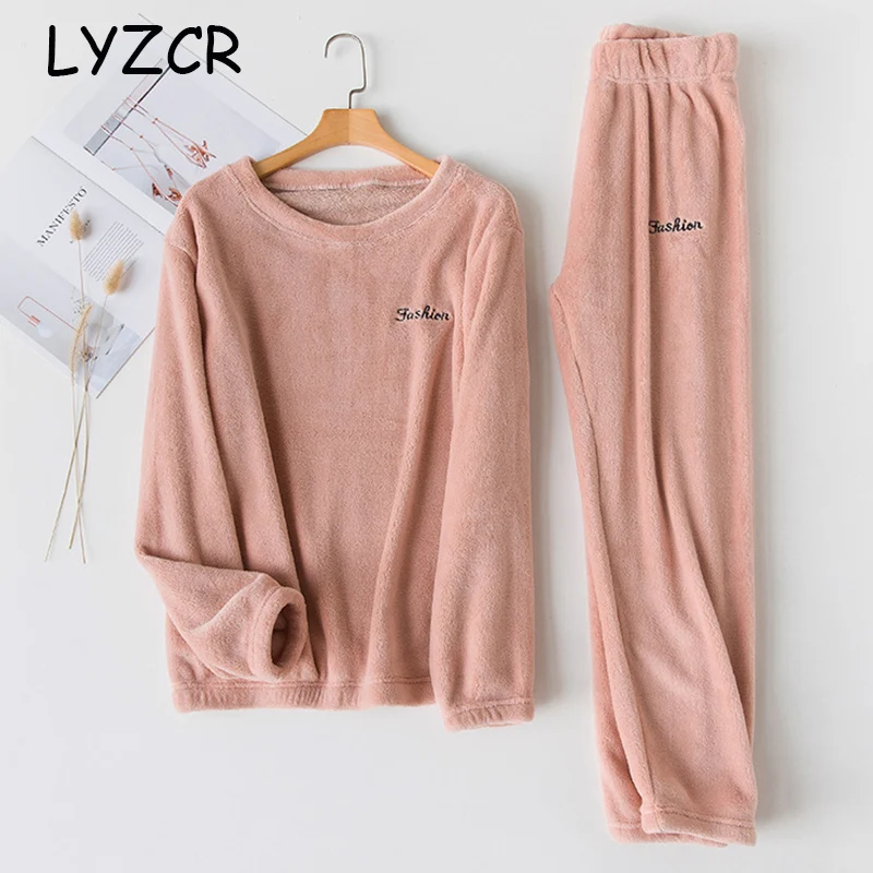 Зимний Теплый Женский пижамный комплект повседневная бархатная зимняя Пижама