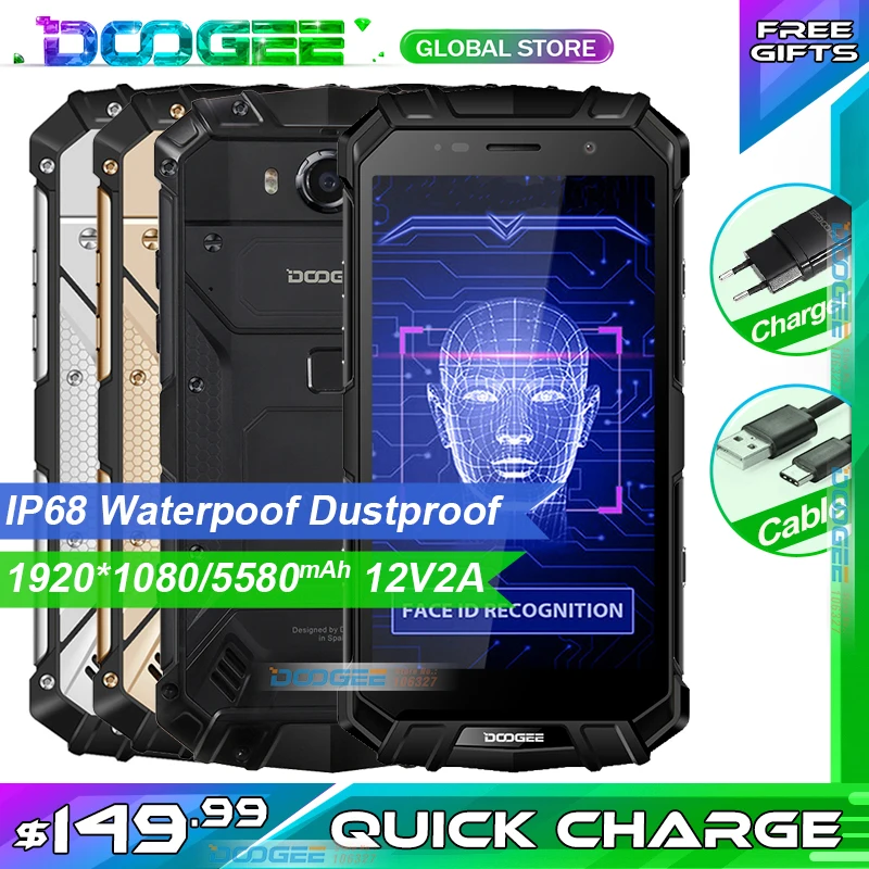 Быстрая DOOGEE S60 LITE IP68 водонепроницаемый пылезащитный беспроводной мобильный телефон 5580 мАч 4 ГБ 32 ГБ NFC Смартфон