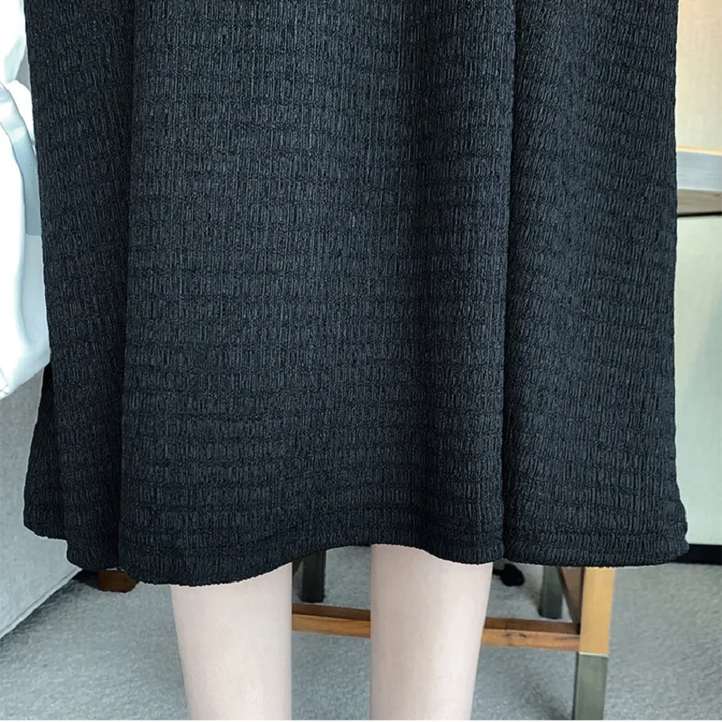 

Women's dress plus size korean black New Square collar Long Sleeve Loose Fit Fashion Tide Spring Autumn 2020