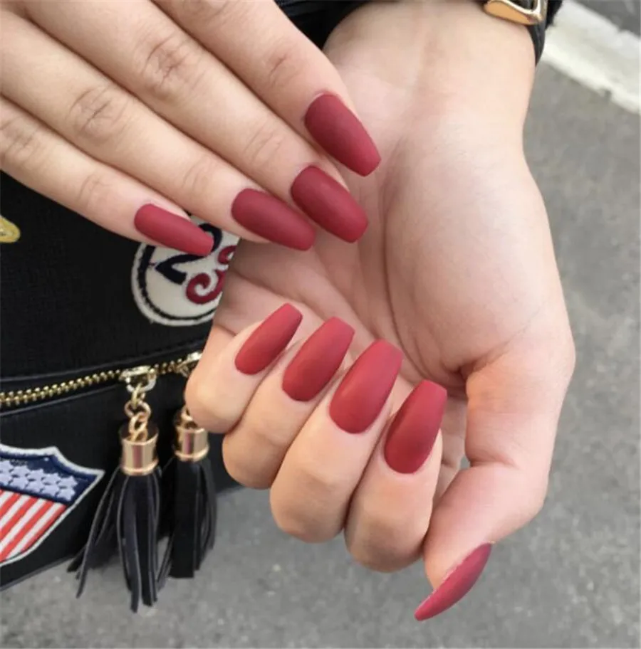 

Sexy Matte Red Black White False Nails Nail Extension Fingernails Fake Nail Supplies for Professionals Tools