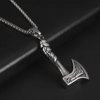 punk men irish celtics trinity love knot triquetra axe pendant necklaces stainless steel triskele scottish vintage jewelry gifts