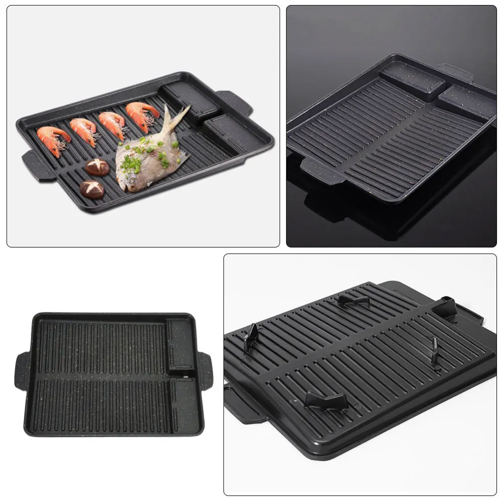 

1PC Outdoor Camp Stove Baking Pan Rectangular Barbecue Plate Non-stick Bakeware