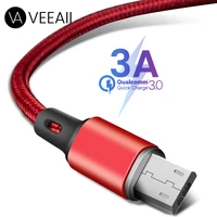 veeaii 3a data cable charger micro usb cable for samsung s8 s9 xiaomi android charging usb 1m 2m 0 25m mobile phone wire cord