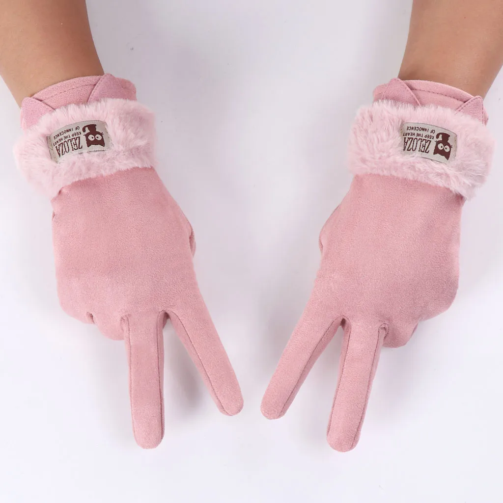 SAGACE женские Зимние флисовые теплые перчатки с милыми кошачьими ушками плотные