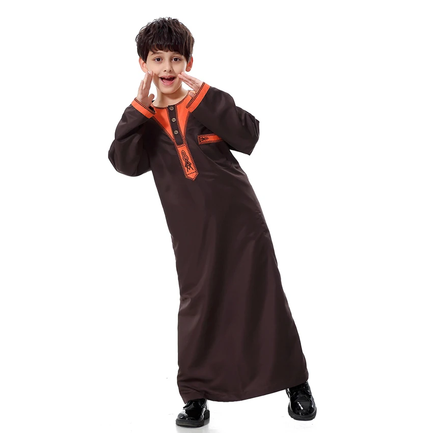 Muslim Robe for Kids Teenager  Kids Abaya Islamic Clothing Men Saudi Arabia Full Sleeve Pakistan Thobe Ramadan Kurta images - 6