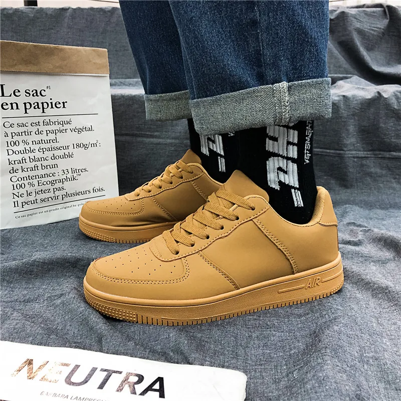 

New men's shoes air force one wheat color board shoes small white shoes