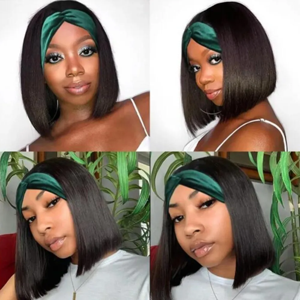 

Headband Bob Wig Human Hair Wigs Glueless Brazilian Hair Wigs Remy Short Bob Wigs for Black women Full Machine Natural Hair Wigs