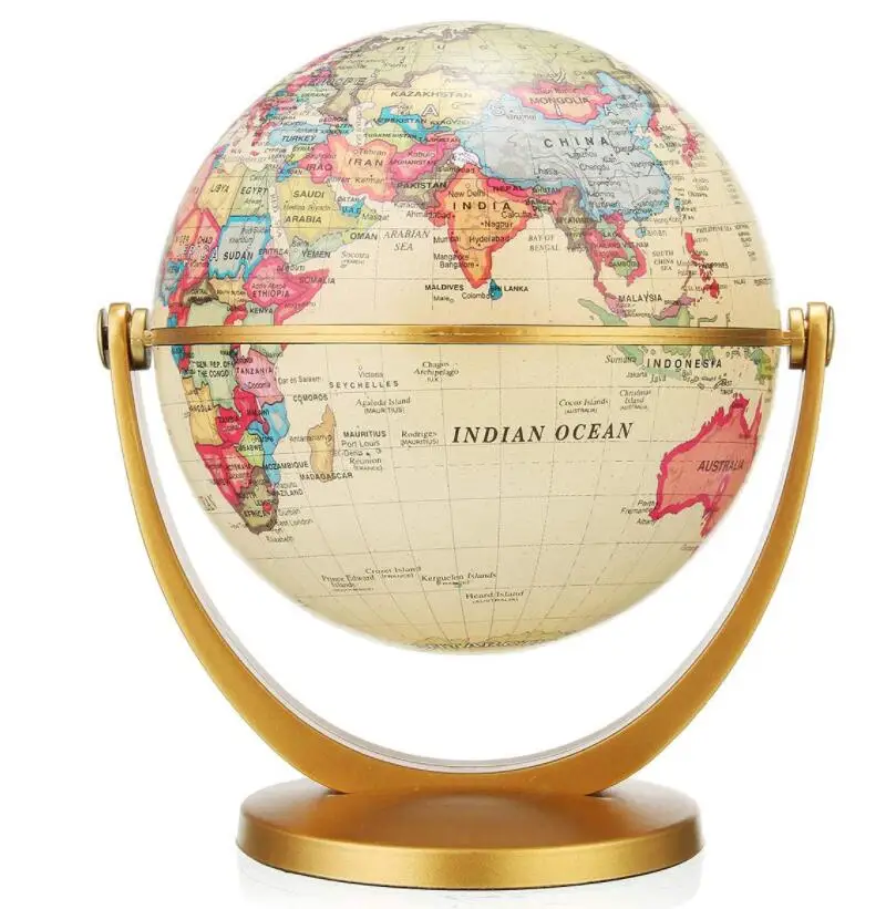 

19cm Retro Globe 360 Rotating Earth World Ocean Map Ball Antique Desktop Geography Learning Education Home School Decoration
