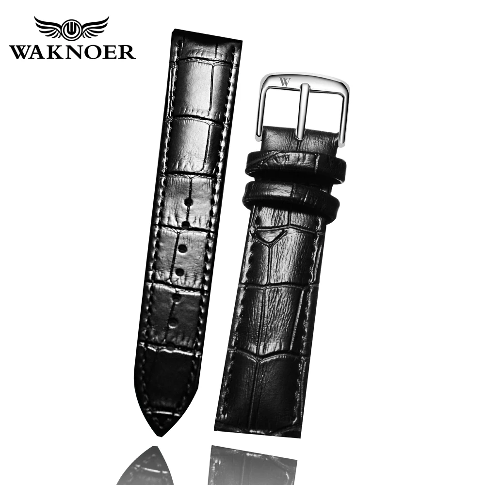 Ремешок для часов WAKNOER из натуральной кожи брендовый мягкий черный коричневый