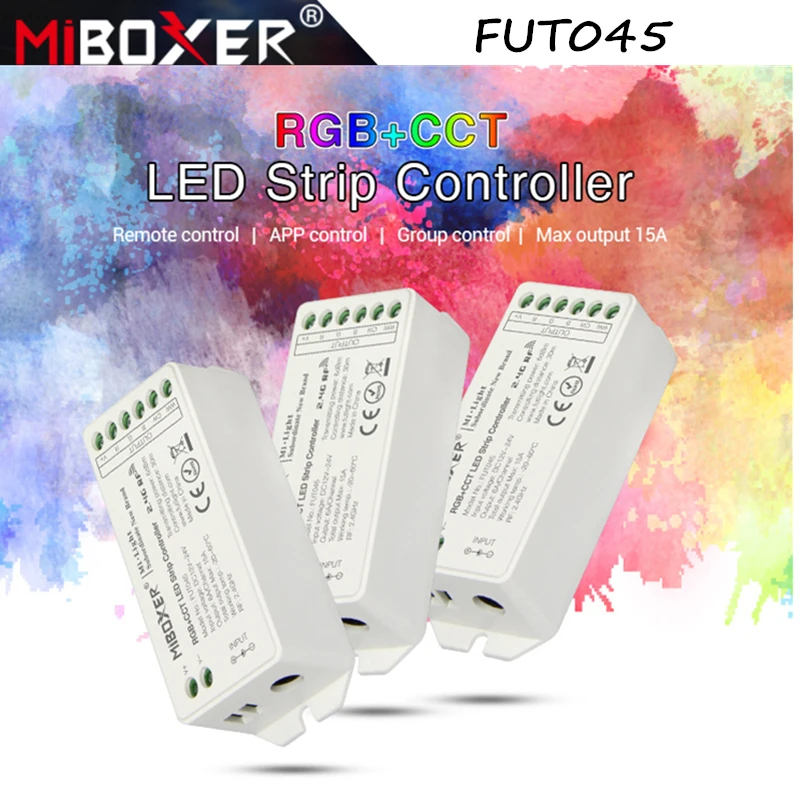 Miboxer New FUT045  RF DC12-24V RGB+CCT LED Strip Controller Smart LED Control System 2.4GHZ Wireless Remote/APP control