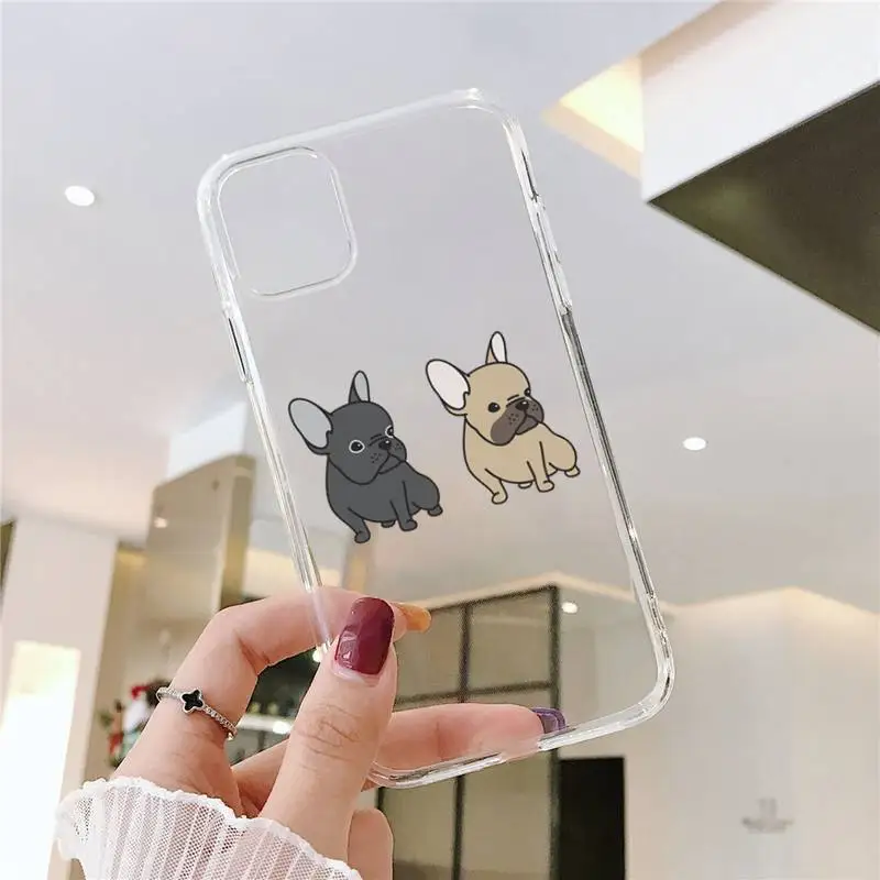 

French bulldog pet Phone Case Transparent for iPhone 6 7 8 11 12 s mini pro X XS XR MAX Plus SE cover funda
