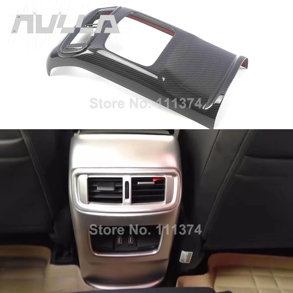

For Honda Crv 2017 2018 2019 2020 2021 CR-V Rear Outlet Armrest Anti-kick Panel Trim Cover Carbon Fiber Abs Car Sticker