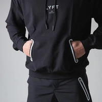 autumn new fitness jogging hoodie sweater mens fitness outdoor sports black cotton zipper pocket casual fashion mens hoodie