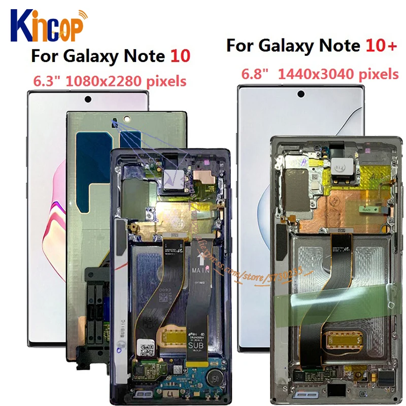 Для Samsung Galaxy Note 10 Lcd N970F N9700 с рамкой дисплей сенсорный экран дигитайзер для note10 + plus
