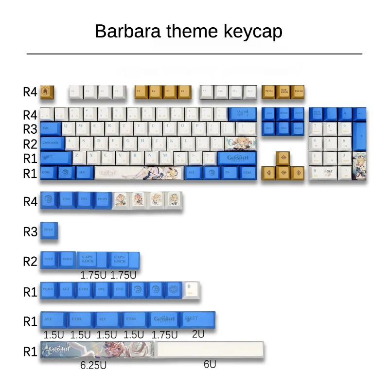 134 key original god barbara keycap pbt sublimation cherry height mechanical keyboard keycap animation keycap cherry mx 6 25u6u free global shipping