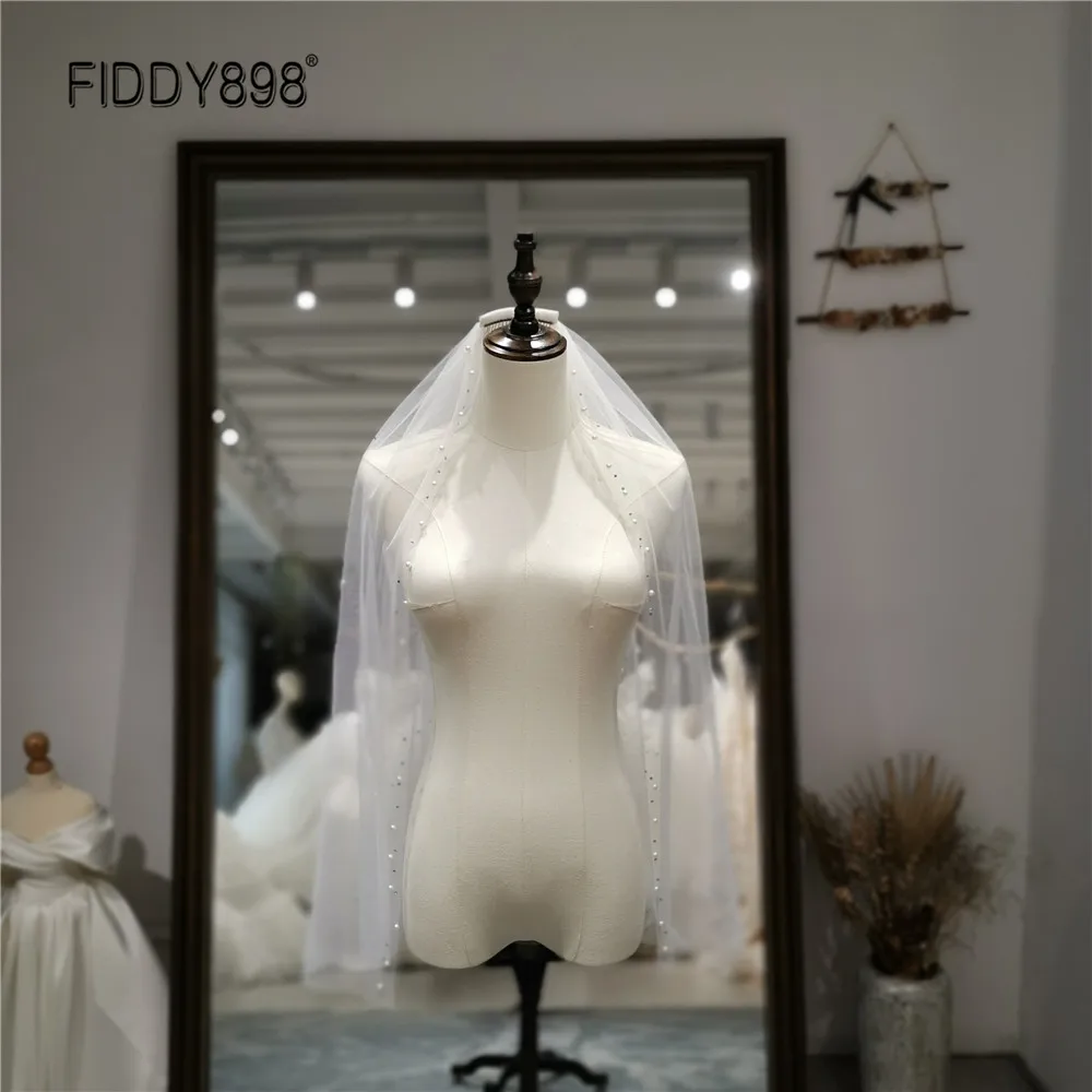 

Короткая свадебная фата цвета слоновой кости с гребнем, однослойный жемчуг, вуаль свадебные аксессуары