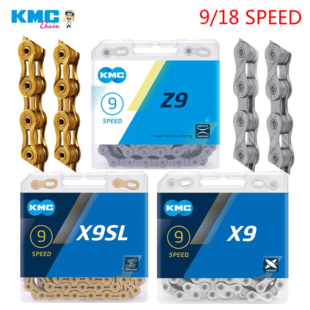 

KMC Bicycle 9 Speed Chain X9SL X9 Z9 Z99 MTB Road Bike Chains 116 Links with Magic Buckle 9V Chain for Shimano SRAM Crankset