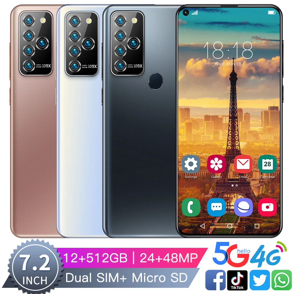 

2021 Note 25U 7.2 Inch 5G LET Cellphones 5 Camera 10-Core MTK6889 Smartphone Android10.0 12+512GB Dual SIM Mobile Phone 5800mAh