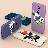 fun cartoon cow for oppo a16 a12s a12 a11x a11k a9x a9 a7 ax5 a5 a1k a33 a32 a31 2020 liquid silicone tpu phone case